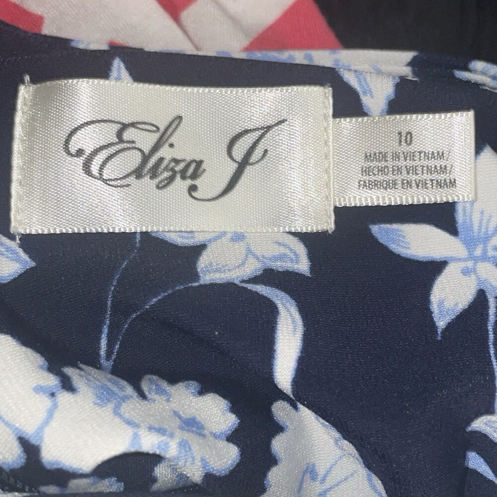 Eliza J Blue White Coral Sheath Dress Size 10 - Picture 8 of 8